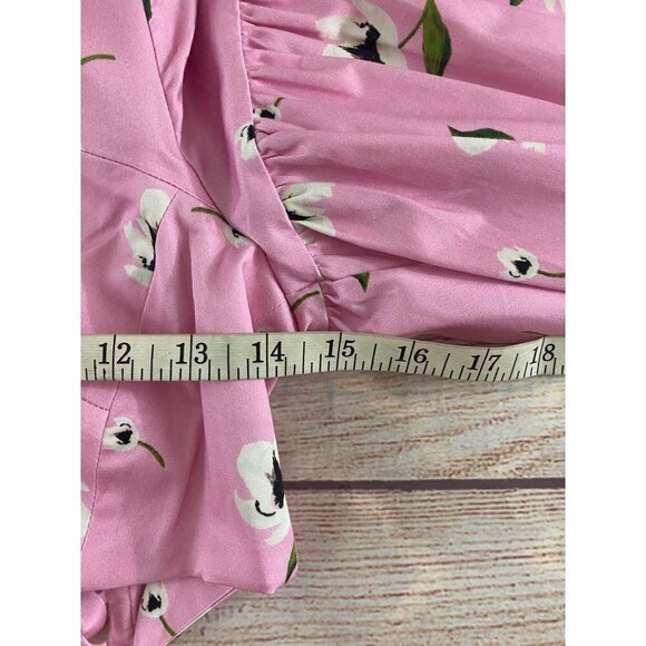 Milly Women's Pink Floral Long Sleeve Crop Blouse - Medium - Picture 8 of 10